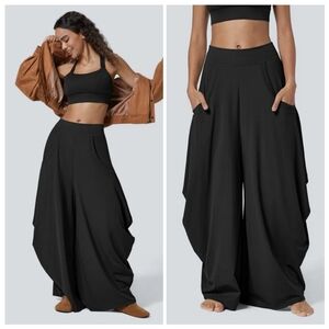 🆕️ Halara SoftlyZero Airy Pockets Draped Wide Leg Pants Boho Small Harem Grunge